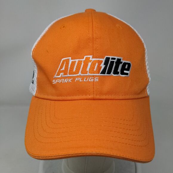 Autolite Fitted Mesh Back Hat Orange White Embroidered NASCAR Performance Logo - Picture 2 of 7
